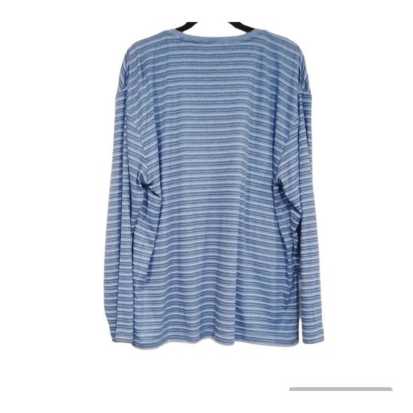 Roundtree & Yorke Sleepwear Large L Blue Striped Long Sleeve Soft 100% Cotton - Picture 2 of 3